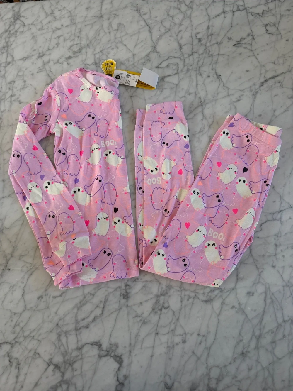 NWT Girls Glow in the Dark Ghost Snug Fit Cotton Pajamas Sz 8